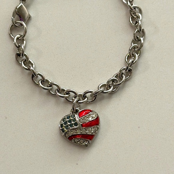 Swarovski Jewelry - Swarovski Crystal American Flag Heart Silver tone patriotic Bracelet